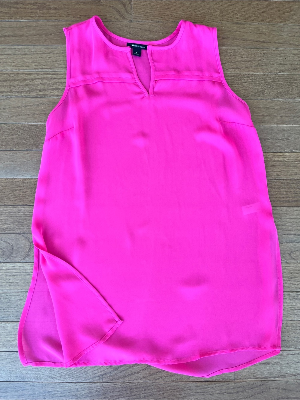Hot Pink Sleeveless Split-Neck Blouse